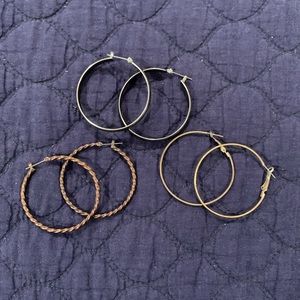 3 sets of Hoop Earrings